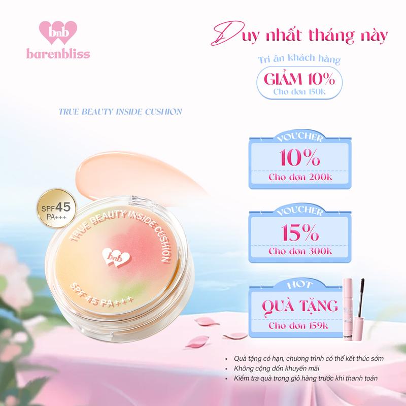 BARENBLISS Cushion True Beauty Inside Mỹ Phẩm Trang Điểm Che Phủ Chống Thấm Nước Độ Chống Nắng Cao SPF45PA+++ 15gr Nữ Cosmetic