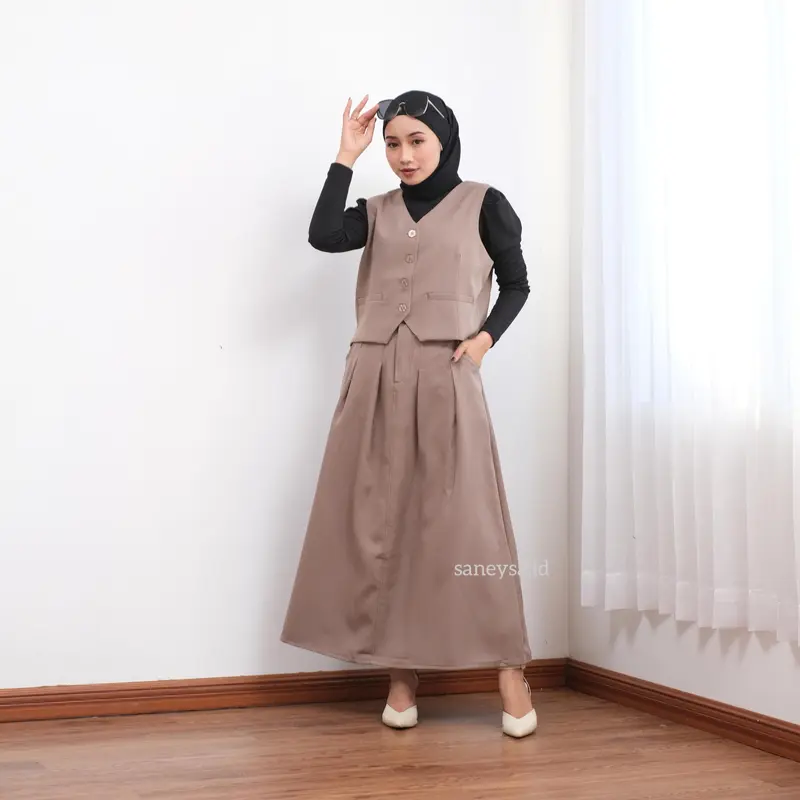 Emma One Set Vintage - Setelan Vest Wanita - Rok Flare Wanita - Rok Panjang Maxi Wanita - Skirt A Line - Rok Panjang Wanita - Rok Payung 4