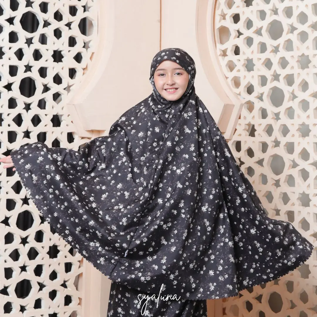 SYALUNA - Mukena Anak 2in1 Katun Motif Print Cantik Lembut   Muslim Tanggung Nyaman