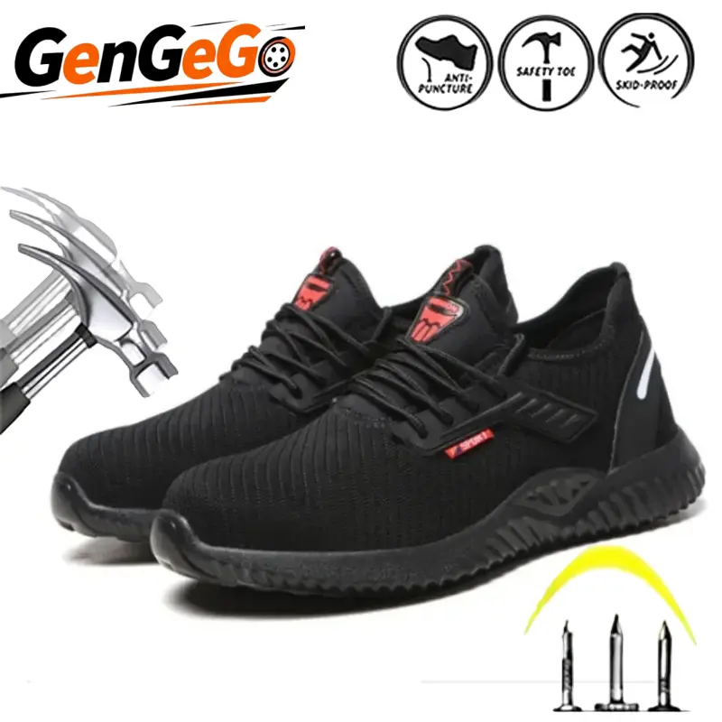 GenGeGo Sepatu Safety Pria Si09 Ujung Besi Baja Anti Smash Casual Eropa Untuk Kerja & Aktivitas Sehari-Hari Comfortable & Stylish - Boots