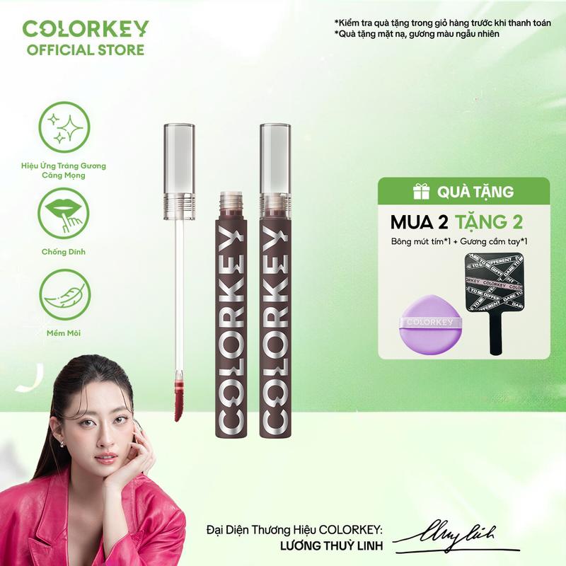 COMBO 2 Son Môi Gương Bóng COLORKEY Mirror Tạo Hiệu Ứng Bóng Như Gương Cho Đôi Môi Đầy Đặn Quyến Rũ