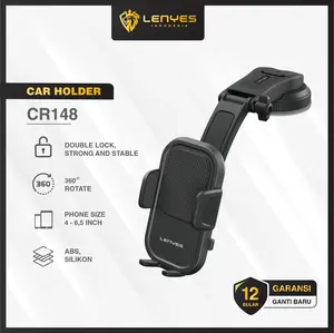 LENYES CR148 Car Phone Holder Dudukan Untuk HP Di Dashboard atau Kaca Mobil Kokoh Kuat