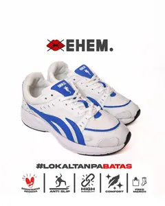 Ehem - Sepatu Sneakers Unisex Lexis White Blue Running (Berkualitas)