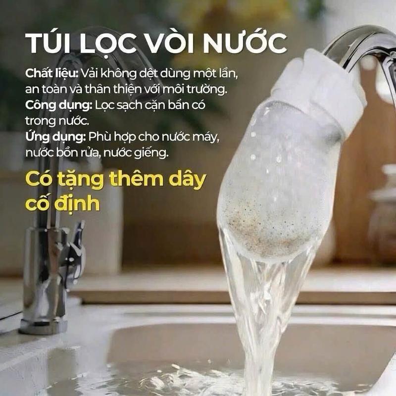 100 túi lọc cặn bẩn vòi nước kèm 10 dây đai