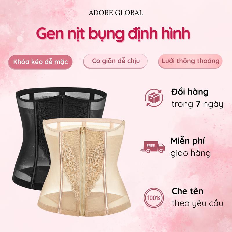   ADORE  Đai Nịt Bụng Định Hình Kéo Khóa Co Giãn Thoáng Khí Hỗ Trợ Vóc Dáng - Đai Gen Corset Lưới Kéo Khóa Định Hình Vòng 2 Thọn Gọn Co Giãn 