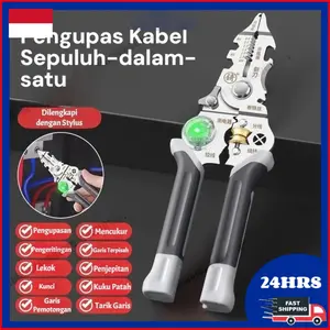 [ COD ] 10-In-1 Tang Pemotong Kabel Multifungsi/Penguji Kabel Terintegrasi/Pemuntir Kabel Otomatis/Pemuntir Kabel Multifungsi/Pemuntir Kabel Listrik/Crimper Kabel Universal