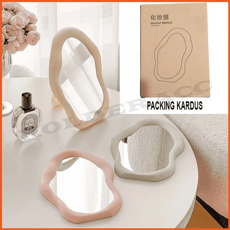 Cermin Kaca Aesthetic Korea Cermin Meja Rias Aesthethic Model Awan Cloud Wave Makeup Beauty Mirror Fashion Wanita Serbaguna