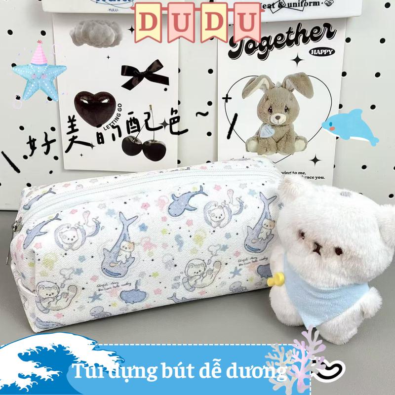 Túi Đựng Bút / Hộp Đựng Bút/ Hộp Bút / Bóp Viết INS DUDU Vải Canvas Dung Tích Lớn Dễ Thương ĐẠI DƯƠNG