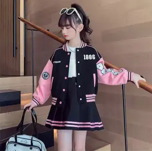 Jaket Baseball Varsity Anak Wanita Unisex 5-10 Tahun 1886 Fashion Style Anak Anak Trend Terbaru Jaket dengan Desain Unik dan Warna Menarik