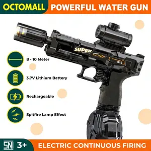 「OCTOMALL」Produk bersertifikasi SNI Water Gun Elektrik Anak Pistol Air Otomatis Isi Ulang Kapasitas Besar Water Gun Rechargeable Mainan Air Pantai Kolam Renang 4 Warna