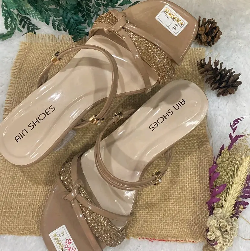 sandal heels kaca wanita terbaru