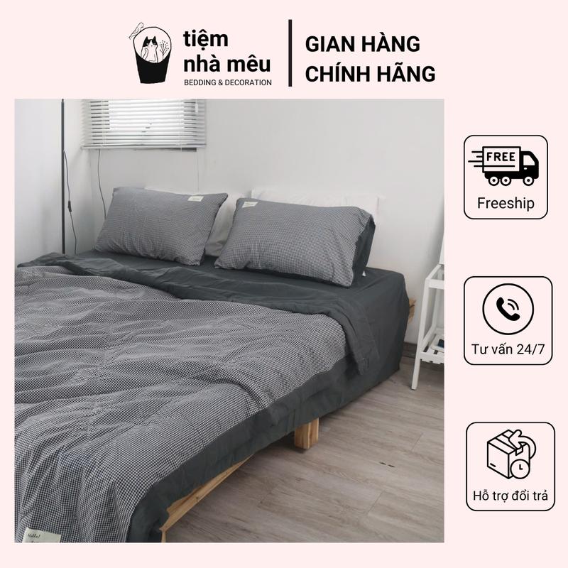 Tiệm Nhà Mêu Bộ Chăn Ga Cotton TiCi Chăn Trần Bông Hoạ Tiết Kẻ Basic Siêu Phẩm Cotton Tici Mềm Mại Thoáng Mát Thấm Mồ Hôi Cực Tốt Set 4 Món Gồm 2 Vỏ Gối 1 Chăn Trần Bông Hè Tiện Lợi 1 Ga Giường Chun Phủ Theo Yêu Cầu Freeship Tư Vấn 24/7 Hỗ Trợ Đổi Trả