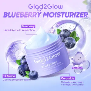 Glad2Glow Blueberry Ceramide Barrier Repair Moisturizer 30g | Pelembab Wajah kering dan kusam Day Cream Night Cream Glowing merawat jerawat Tone Cream Wajah panthenolmoisturizer