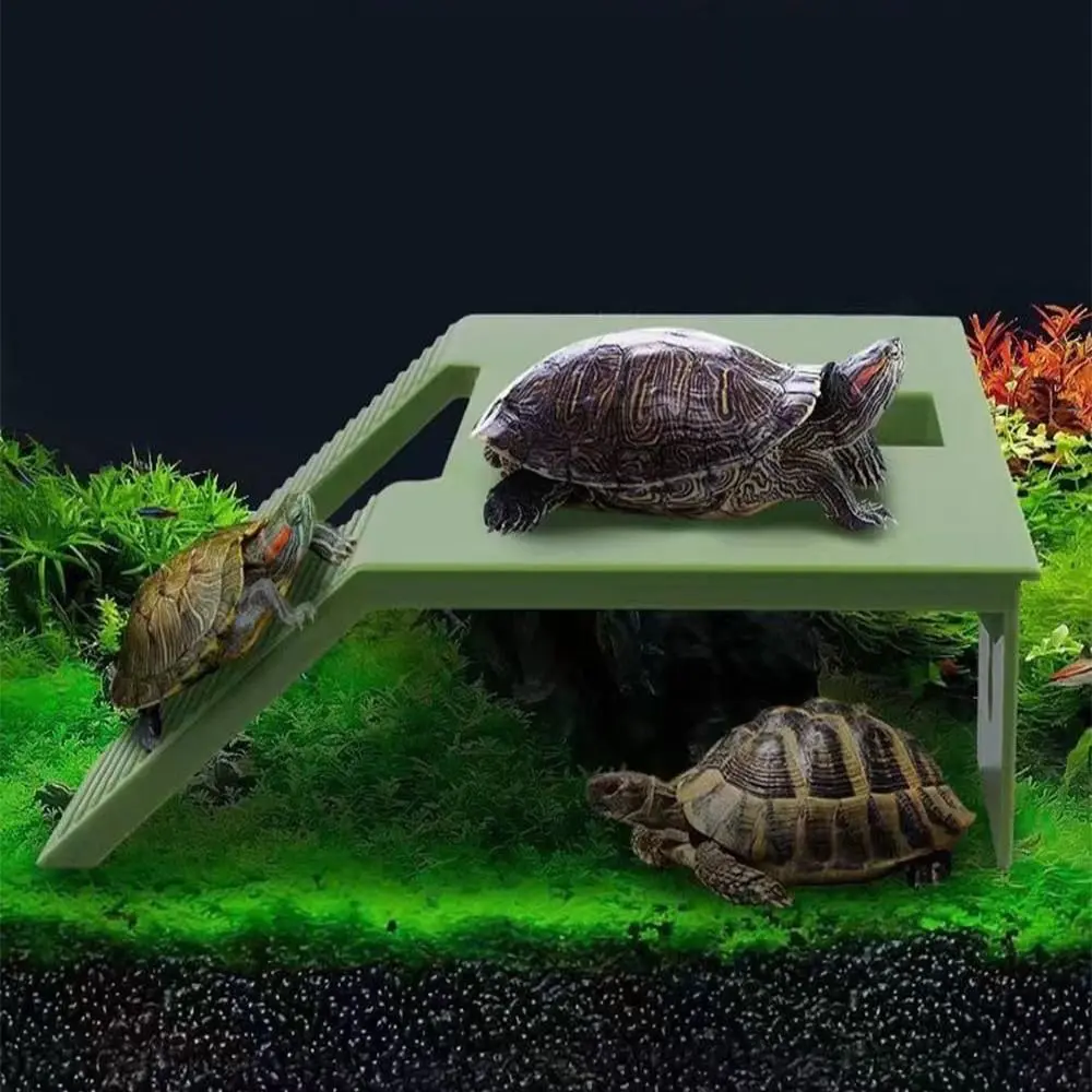 thingin for Turtle Tank Aquarium Double Ladder Turtle Basking Platform Green Plastic Turtles Dock Small Turtles Climbing Shelf