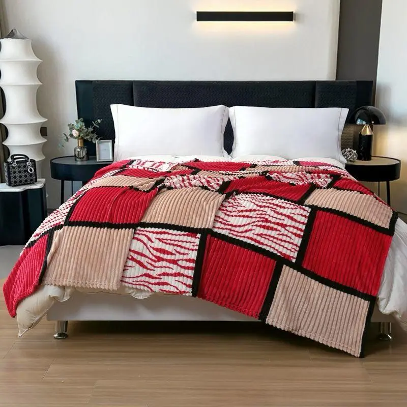 Selimut Bulu Halus 180X200 Motif Embos 3D Salur Abstrak Keren Terlaris Murah Asriyasashii  Berkualitas Kado 3