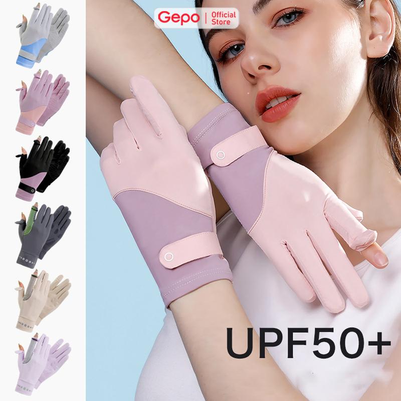 (Nâng Cấp) Găng Tay Lái Xe Chống Nắng, Chống Tia UV, Vải Lụa Băng Cao Cấp Mềm Mịn Thoáng Mát GEPO
