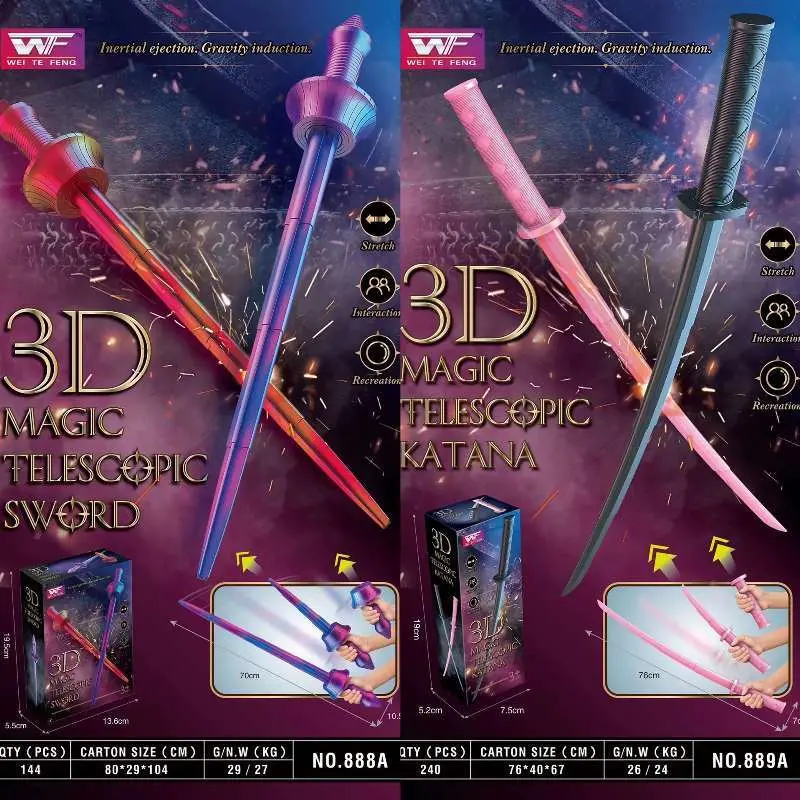 (local supplier)Telescopic katana 3D printed gravity swing sword plastic knife retractable sword samurai blade