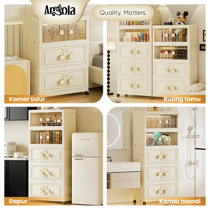 Angola Shop Lemari Lipat Plastik 3-5 Tingkat G34-G43 Lemari Serbaguna / Lemari Pakaian Plastik Ekstra besar Asli Furniture 7
