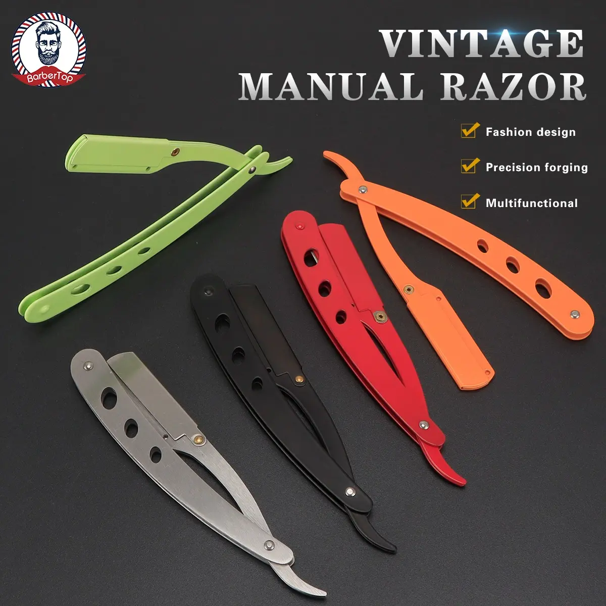 Manual Folding Colorful Men's Shaving Tools Beard Hair Remove Tools Barber Accessroies Not equipped with blades