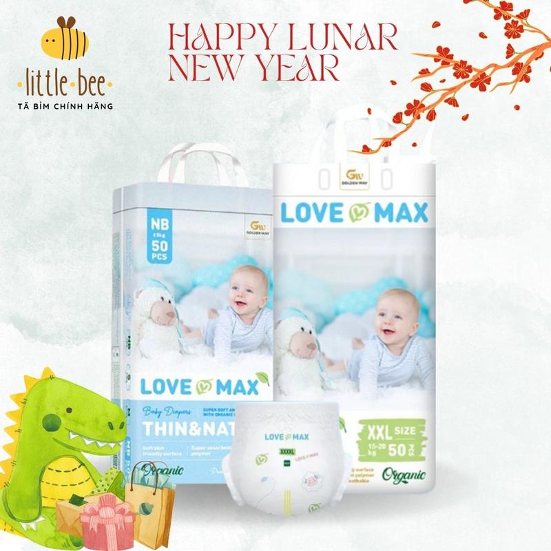   LOVEMAX  Tã Bỉm Love Max Organic Chính Hãng Bỉm Dán Quần Mỏng Nhẹ Cho Bé Full Size freeship đủ size 