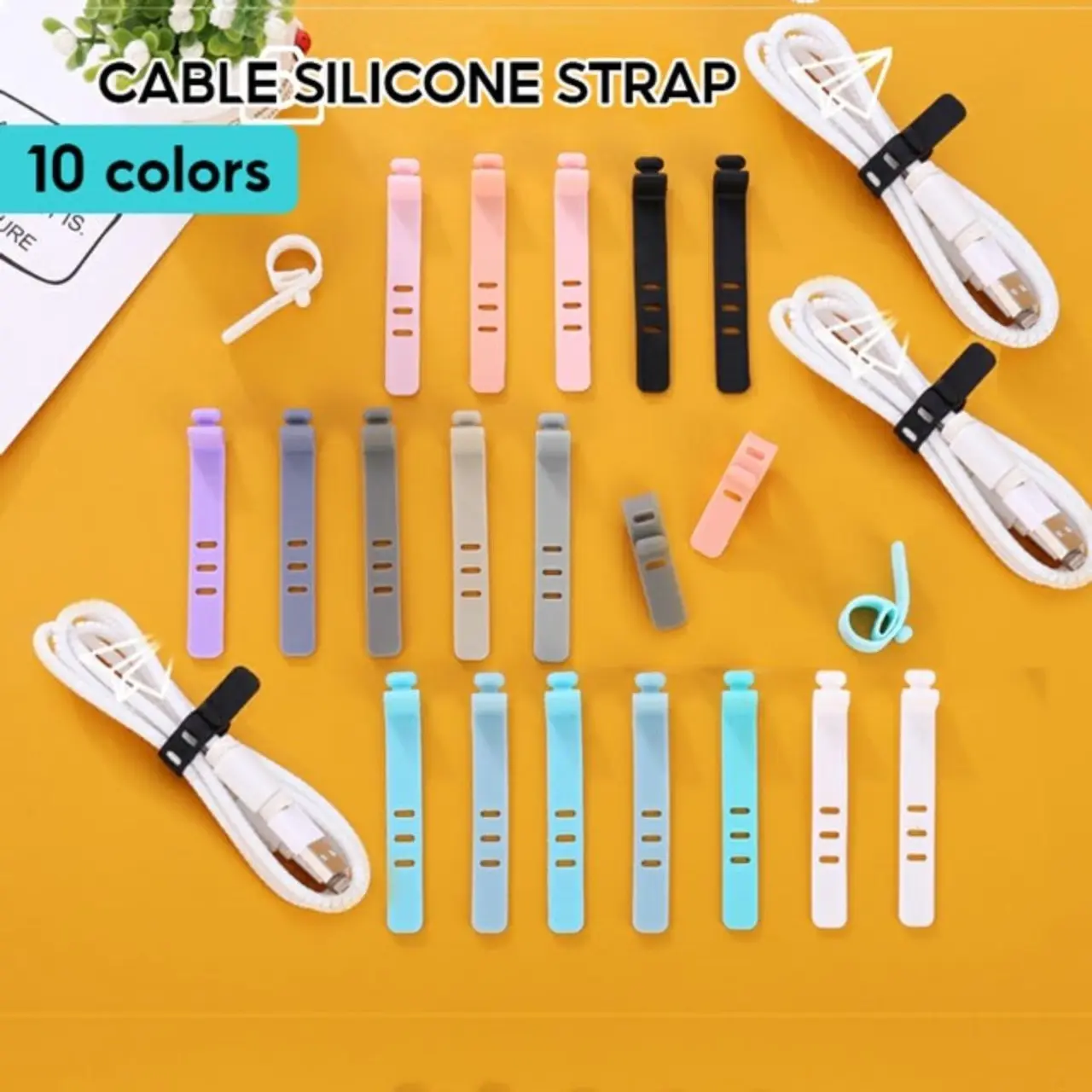 [10 Colors]Cable Silicone Strap Silicone Cable Organizer Clips Wire Cord Winder accesories Headphone data line