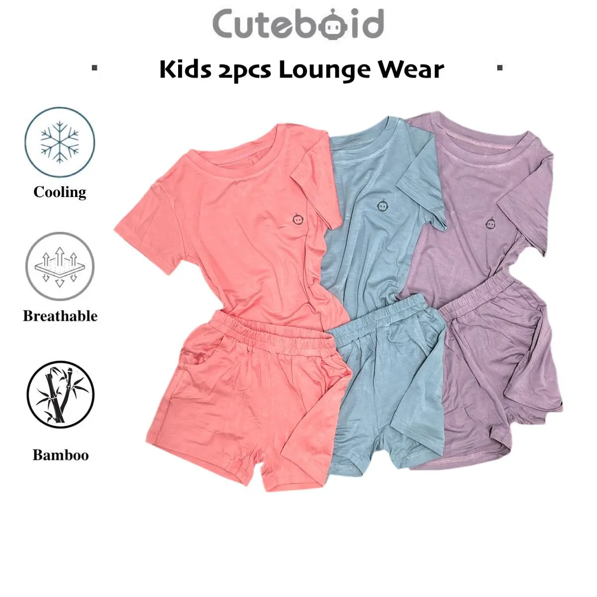 Cuteboid 2pc Bamboo Baby Loungewear Kids Short Sleeve Shirt and Pant Casual Wear