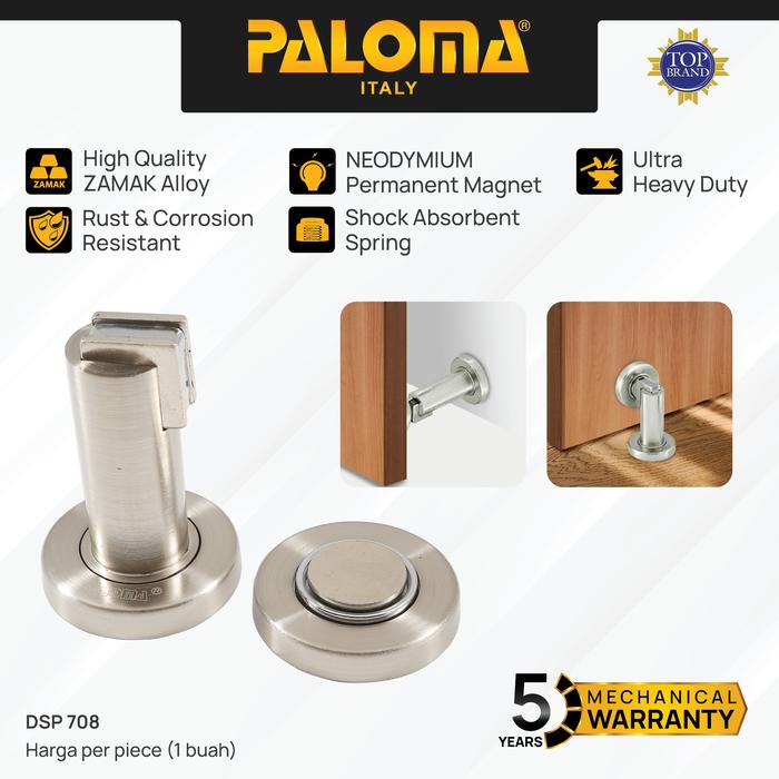 Gambar PALOMA DSP 708 Door Stopper Magnet Penahan Pintu Magnetic Door Stop Stoper Dinding Tembok Wall Pengganjal Ganjalan Pintu Rumah Zamak Satin Silver dari PALOMA Official Kota Administrasi Jakarta Timur Tokopedia