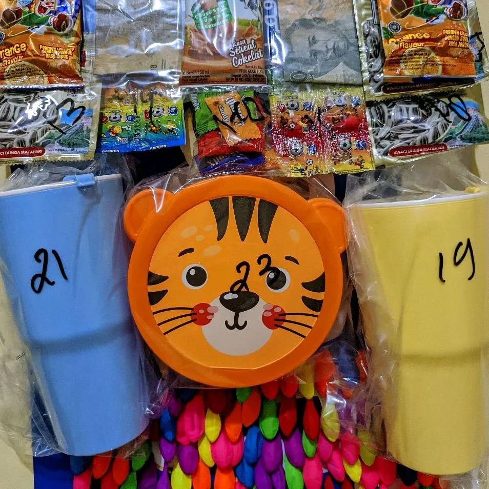 cabut balon isi 100 pcs dengan tempat makan GM-kuning relgood susu anak