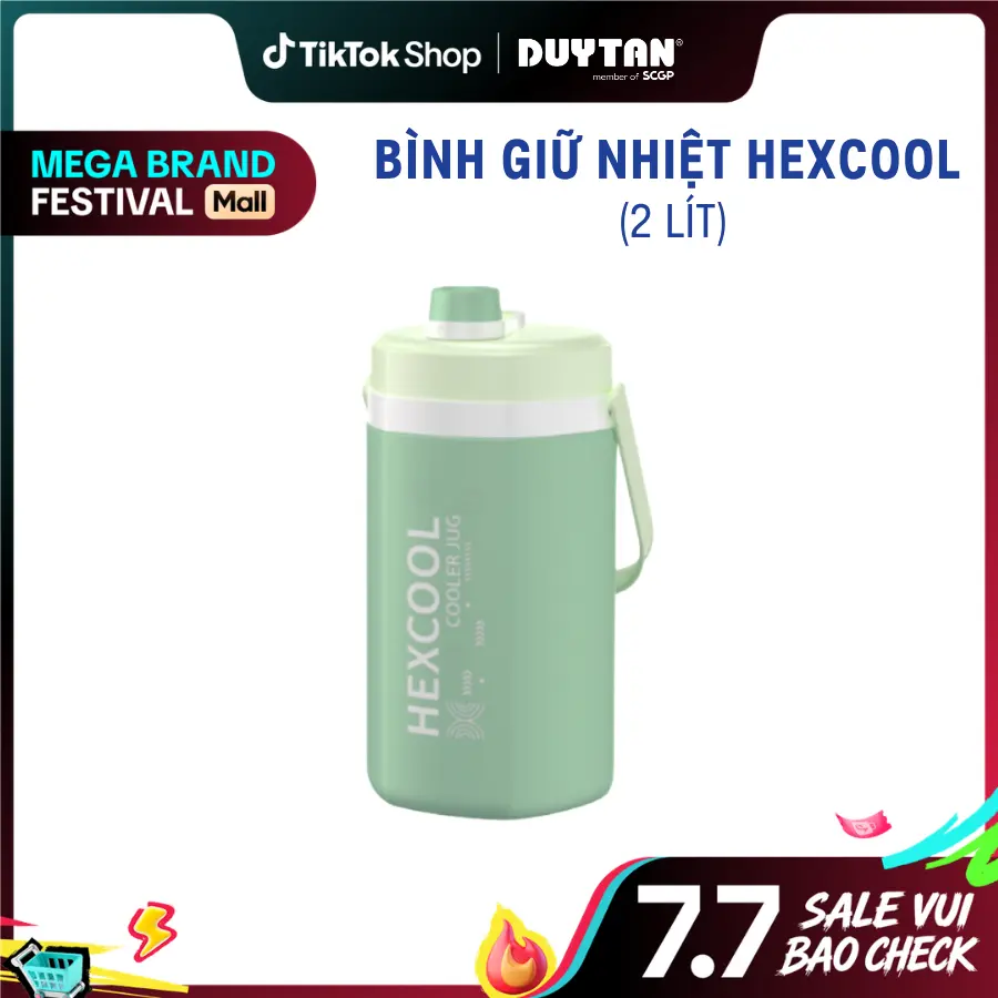Bình Giữ Nhiệt Hexcool 2L Duy Tân - Nắp Vặn, Giữ Lạnh Nhiều Giờ, Quai Xách Tiện Lợi, Nhựa PP, PE, PU