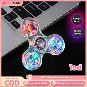 Mainan LED Fidget Spinner LED Rainbow Spiner Hand Spinner Glow In The Dark Berputar Lama Lampu