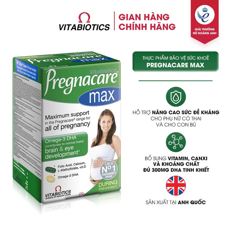   ID1   Mẹ bầu  Thực Phẩm Bảo Vệ Sức Khoẻ PREGNACARE MAX - Hỗ Trợ Bổ Sung Vitamin & Khoáng Chất Cho Phụ Nữ Mang Thai Và Cho Con Bú  84 Viên  - Thương Hiệu Vitabiotics 