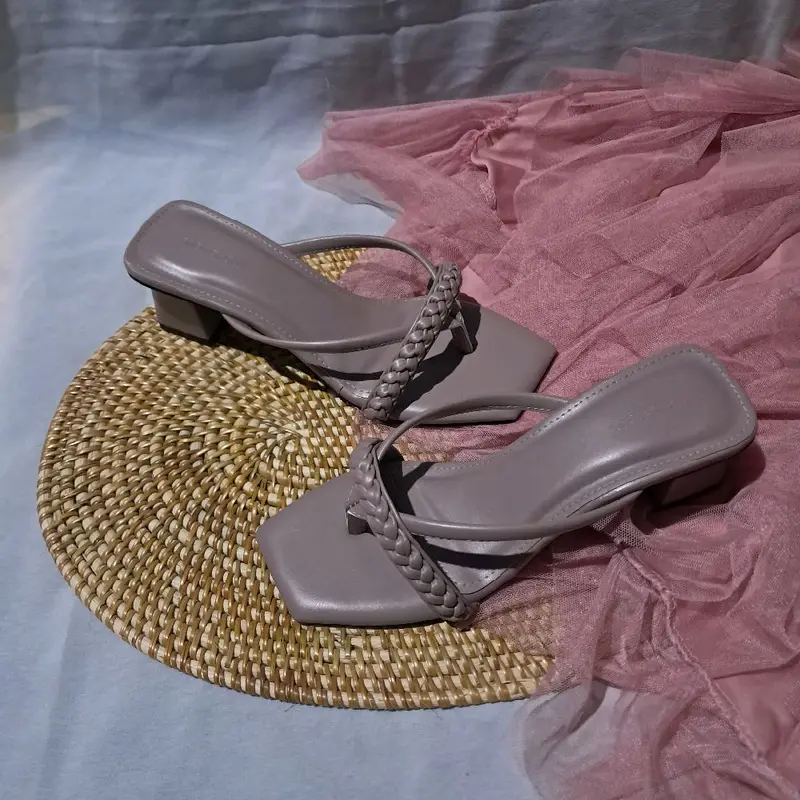 high heels wanita D3-07 sandal model kepang terbaru simple murah 8