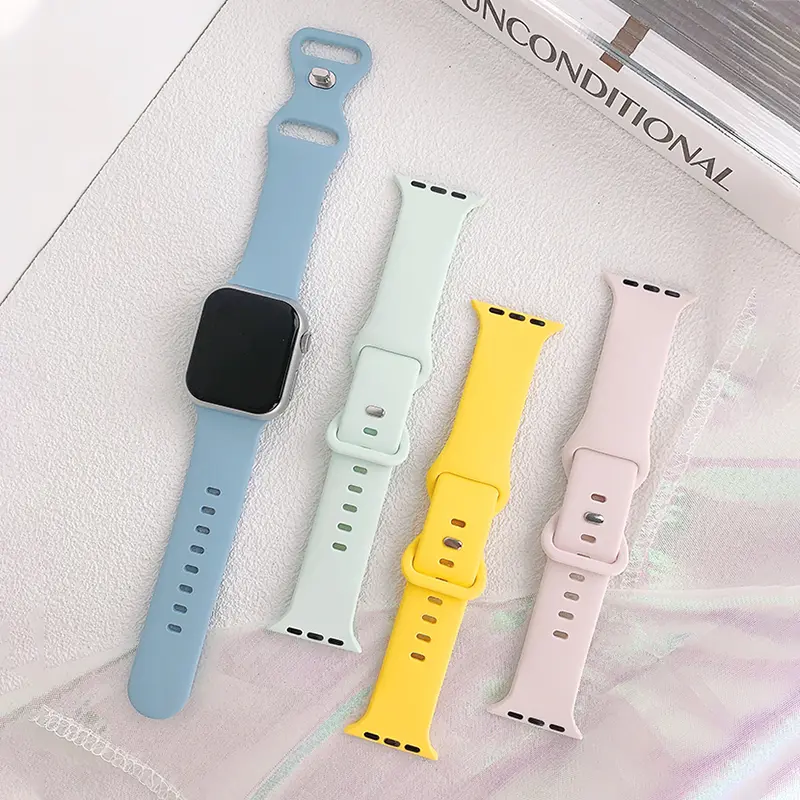Dây đeo silicon, dành cho dây đeo Apple Watch, Tương thích với 44mm, 40mm, 45mm, 41mm, 42-38mm, Vòng đeo tay thể thao, Dòng iwatch 8, 7, SE, 3, 4, 5, 6, 9, Ultra 2, 49mm