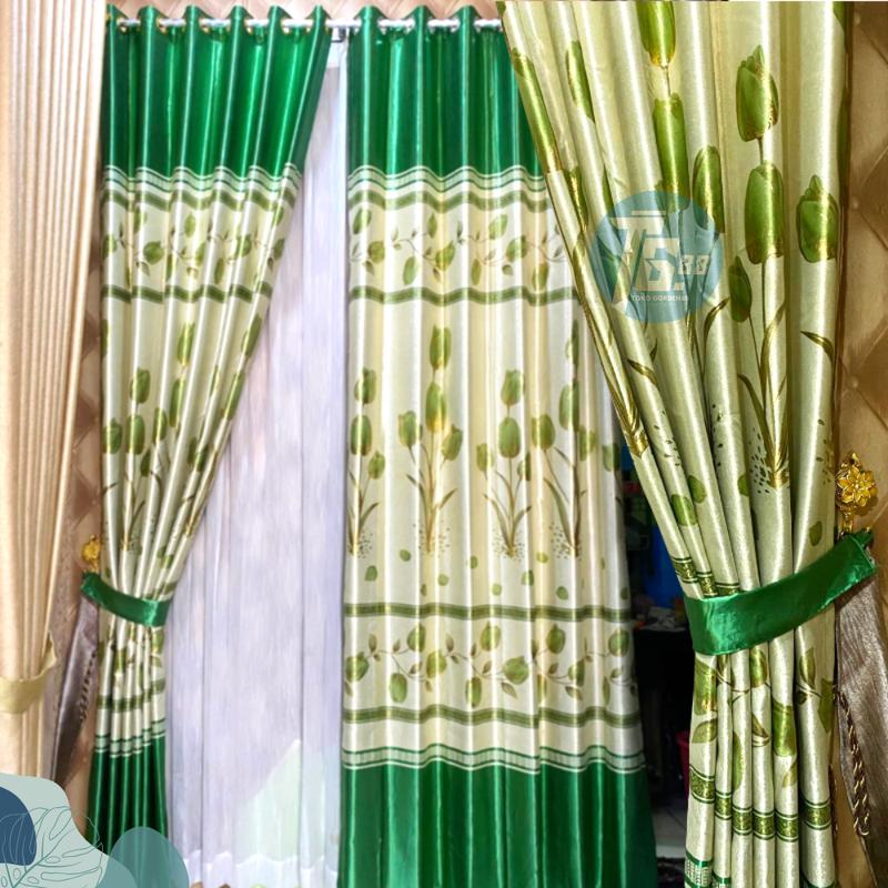 GORDEN JENDELA BLACKOUT PREMIUM MOTIF BUNGA TULIP MENGKILAP TINGKAP SMOKRING 6 GELEMBUNG BAHAN TEBAL DAN HALUS COKLAT Curtain 8