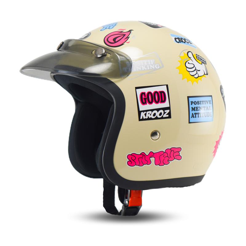 Rsix Helm Retro Bogo Wanita Pria SNI Terbaru Motif Grafity Helmet Kaca Motorcycle 1