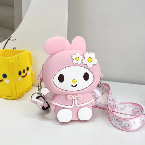 New Cute My Melody Bag Cute Girl Bag Cartoon Shoulder Crossbody Bag Silicone Kuromi Coin Purse