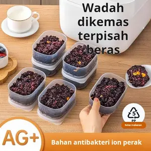 Kotak porsi nasi merah, wadah aman untuk microwave, kotak makan siang nasi multigrain rendah lemak dengan porsi yang tepat