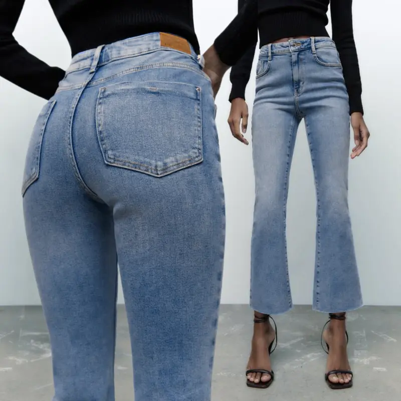 ZR Mini Flared Denim Jeans - Celana Panjang Wanita Denim Jeans 0