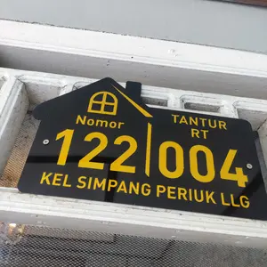 NOMOR RUMAH 28 x 18 cm / BAHAN ACRYLIC / LASER CUTTING