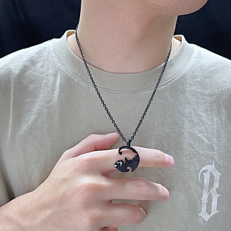 OLEVS Kalung Titanium Hijab Couple Pria Wanita Anti Karat Asli Bentuk Kitten Necklace Liontin korea Aesthetic Barang Spot COD 2