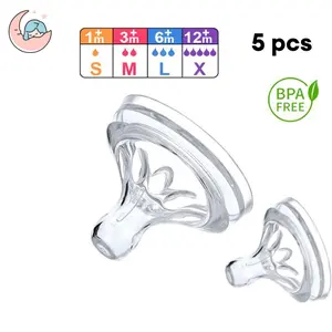Dot Bayi 5.5 Cm Dot Silikon Leher Lebar 5 PCS Aksesori Botol Dot Tahan Aus Dan Tahan Gigitan Dot Anti-Kolik Dua Lapis nz