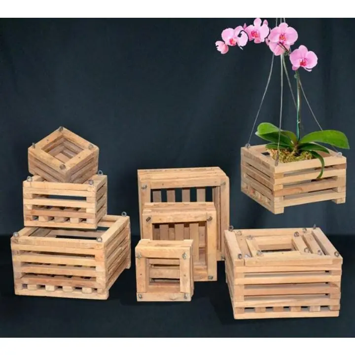 Pot Kayu Anggrek Ukuran 18cm/Pot Kayu Natural/Pot Kayu 4