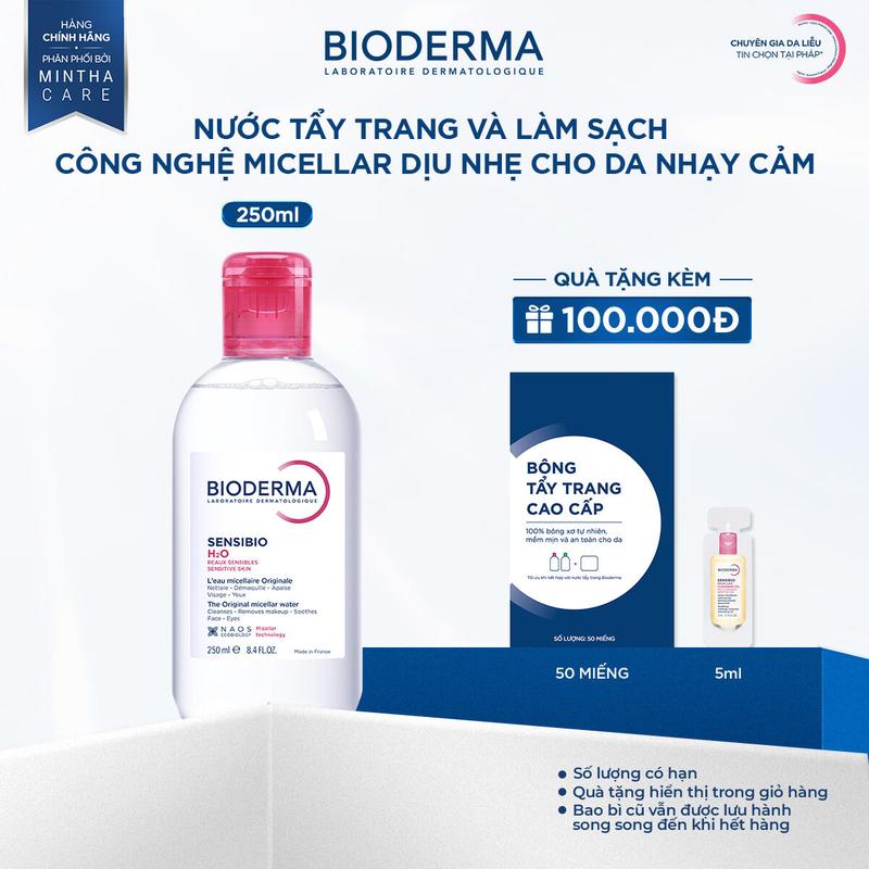 Dung dịch làm sạch và tẩy trang công nghệ Micellar Bioderma Sensibio H2O - 250ml