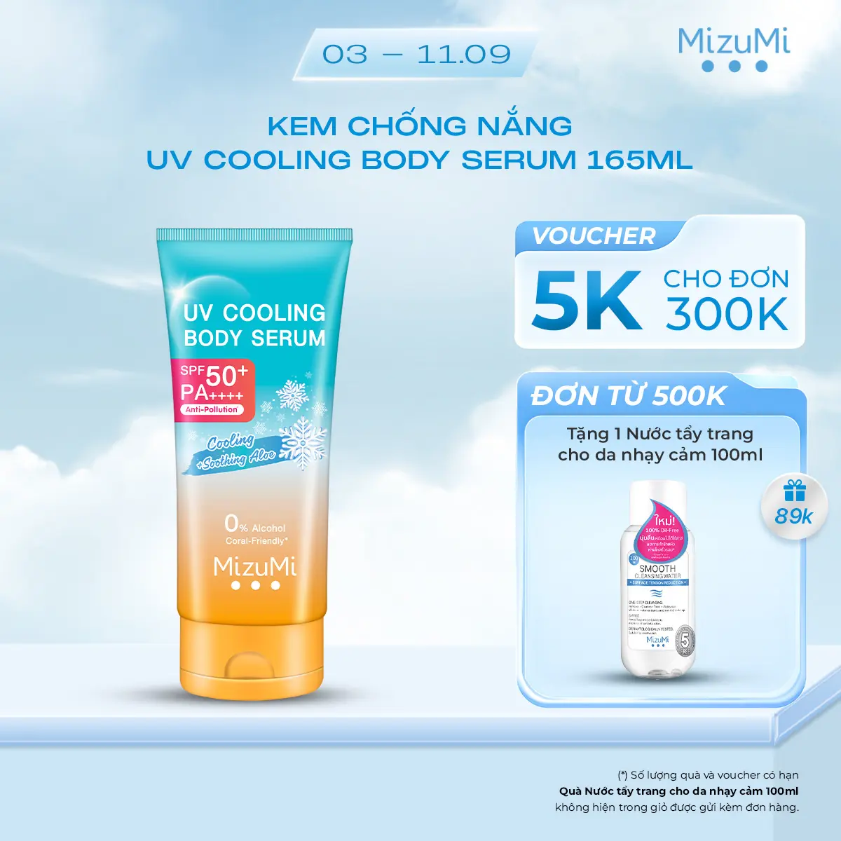 Kem Chống Nắng MizuMi UV Cooling Body Serum SPF50+ PA++++ 165ml