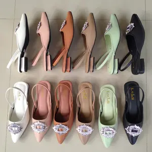 Sendal Wanita Slop Tali Hak Sedang Hak Pendek (1-3 cm ) Sandal Shoes