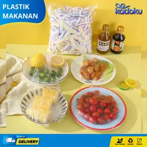 [100 pcs] Plastik Pelindung Makanan Food Grade Penutup Makanan Plastik Karet Shower Cap Penutup Kepala