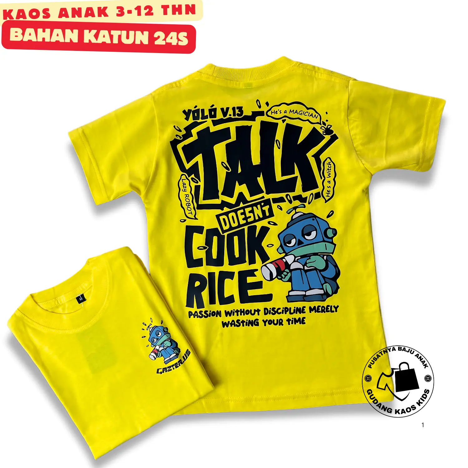 Kaos Distro Anak Robot Laki-Laki Umur 3-12 Tahun Combed Katun 24s Tebal Dan Lembut Premium Quality Fashion