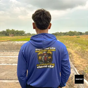 RAKYAT Kaos Basahan Kerja Berkerudung Bersablon DTF - Ingat Cita" Kita... - Biru