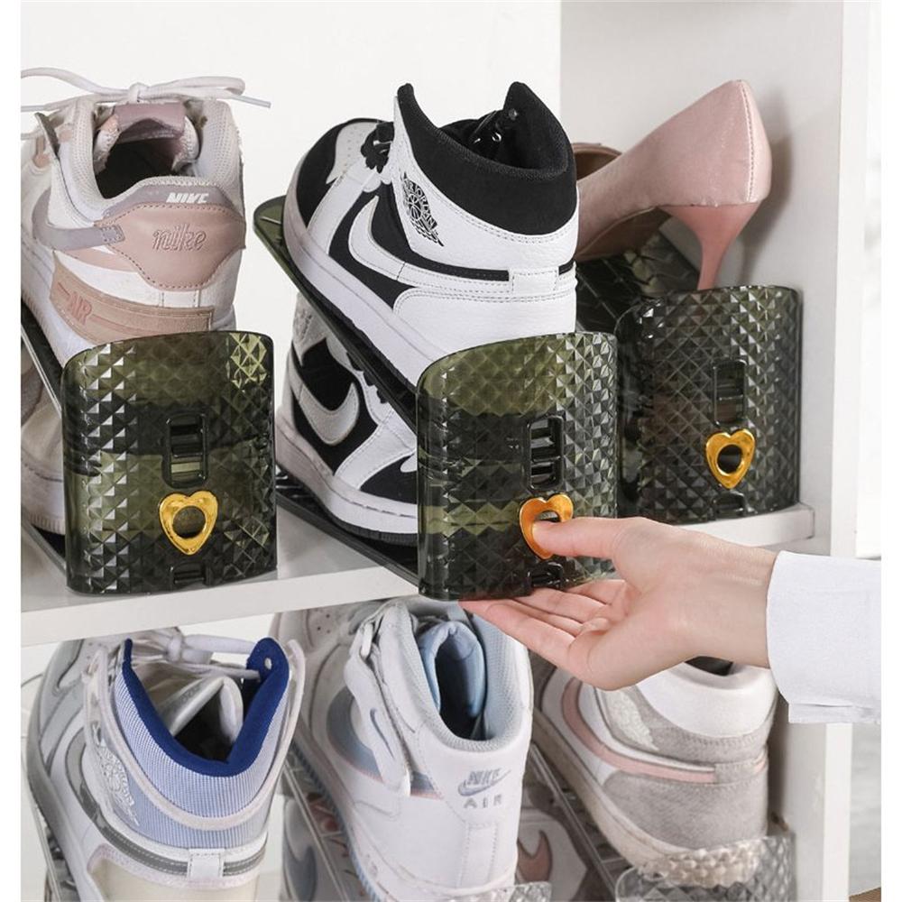 Organizer Sepatu 2 Susun Plastik Shoes Organizer Susun Adjustable Shoe Stacker | Simple Shoe Rack Organizer Plastic Space Saving Double Layer Adjustable Shoe Stand