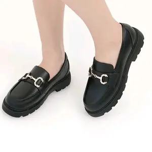 PORTO LOF Sepatu Docmart Wanita Sepatu Loafers Hitam Bahan Karet Premium Sepatu Kerja